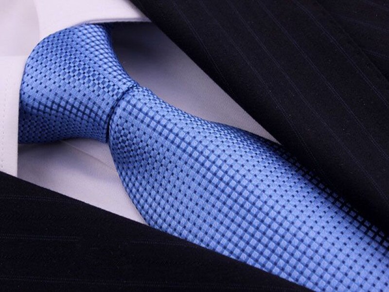 Mannen Stropdas 8Cm 100% Zijde Blauw Mode Plaid Business Huwelijksgeschenken Voor Heren Accessoires Formele Kleding Stropdas: Blauw