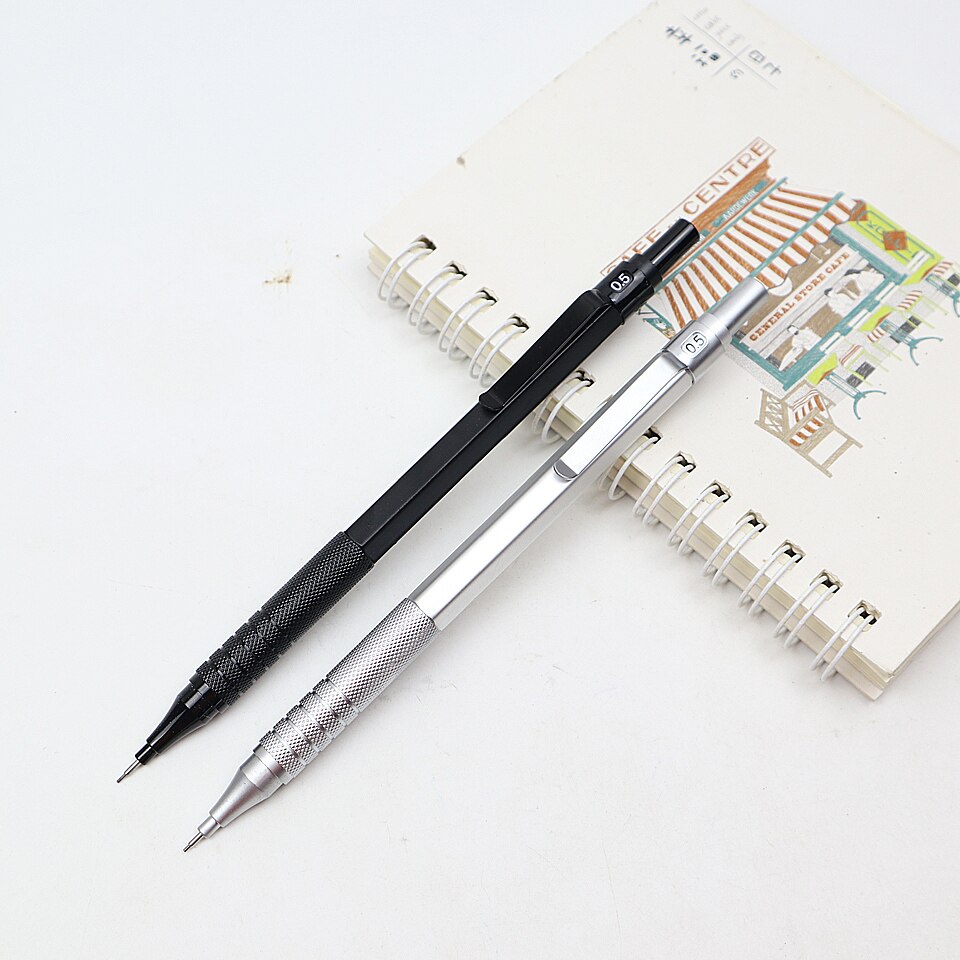 Mechanical Pencil 0.5mm 2B Full Metal Silver Automatic Pencils for Painting Writing Supplies Pencils