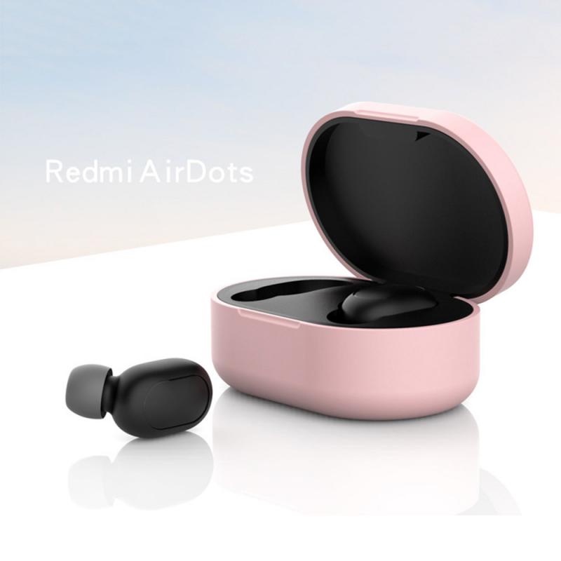 Silicone Cover Earphone Case suitable For Redmi Airdots Case comfortable For Redmi Airdots Mi True Wireless Earbuds Basic: Pink