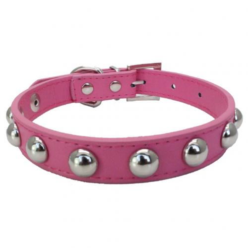 Pet Dog Collar Faux Leather Adjustable Safety Buckle Soft Kitten Neck Strap: Rose Red / XS