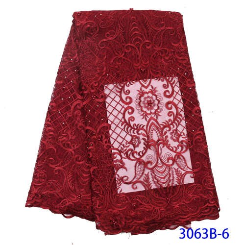 Embroidered Nigerian Lace Fabric Cotton African Lace Fabric French Lace Fabric Wedding Party Dress YA3063B-1: Picture 6