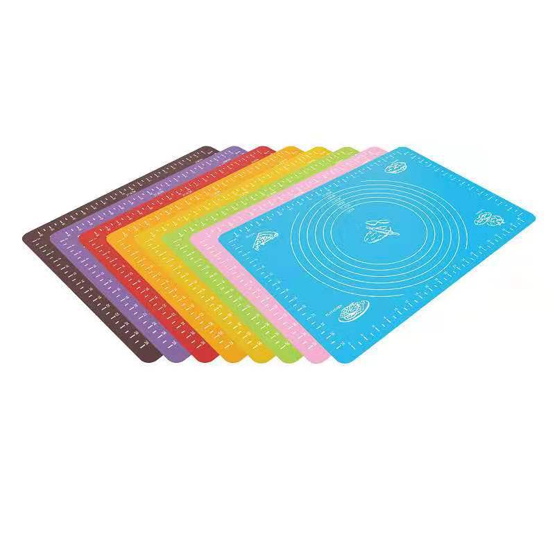 Multi-size Food Grade Silicone Kneading Pad, Baking Silicone Pad, Thickened Scaled Heat Insulation Chopping Board and Dough Pad: 40X30CM-Random color