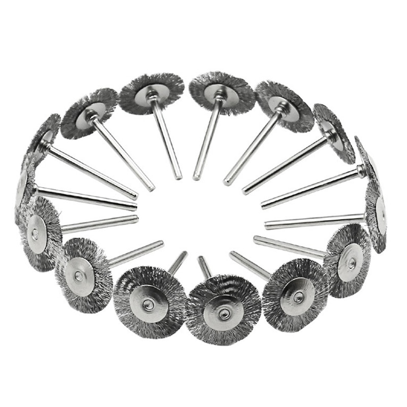10 pcs/set 22mm Steel Wire Wheel Brush Silver Color Steel Wire Brush Drill Buit For Rotary Grinder Tool Cleaning Polishing Brush