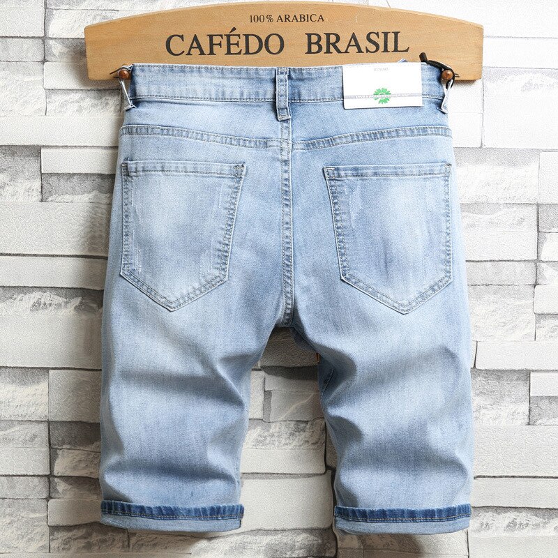 Summer men denim short jeans trend five-point pant middle pants hole hip hop plus size jeans short