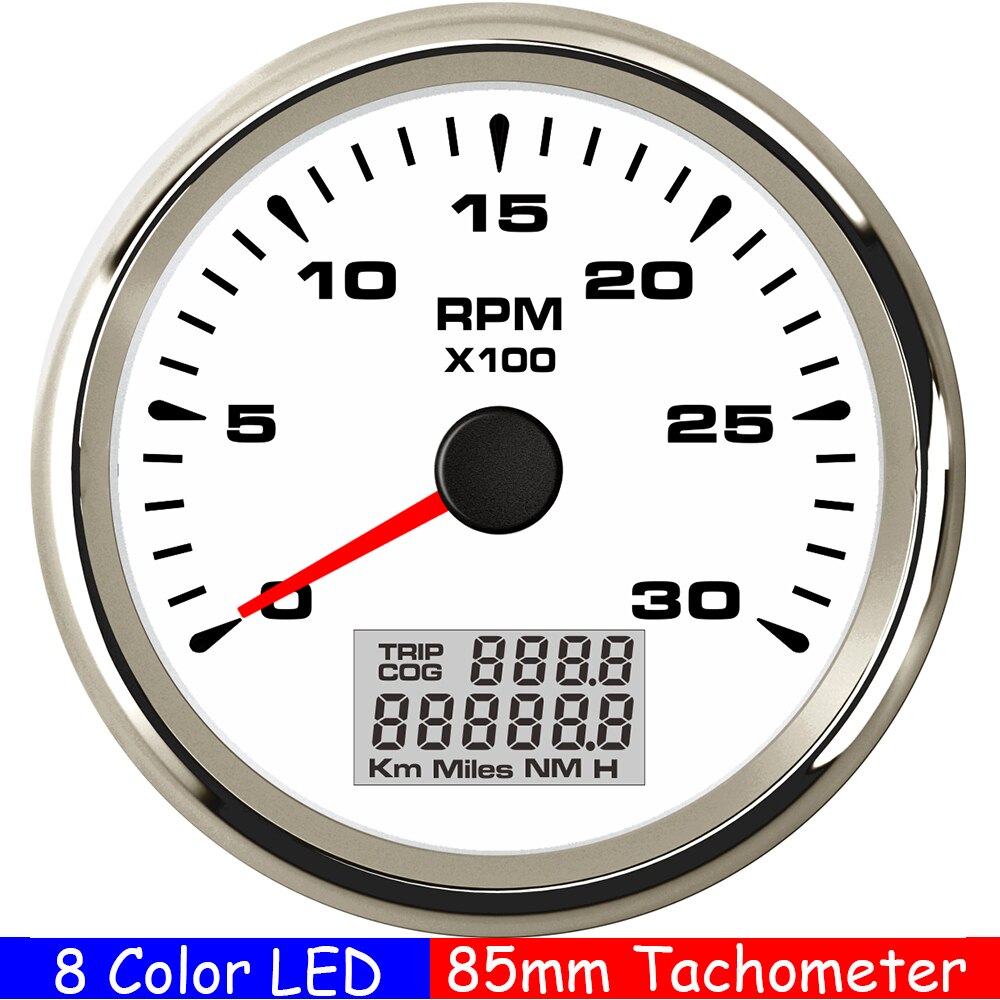 3000,4000,6000,8000Rpm Marine Tacho Meter Met Trip Cog Urenteller Tacho Sensor M16 M18 Waterdichte Auto Boot Toerenteller Gauge 85Mm: 3KRM WS