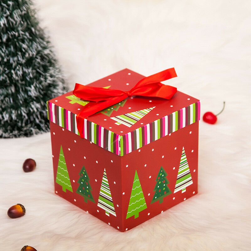 10/15cm juleæske poser slik æske papirposer julefest favor box: Rødt juletræ / 10cm