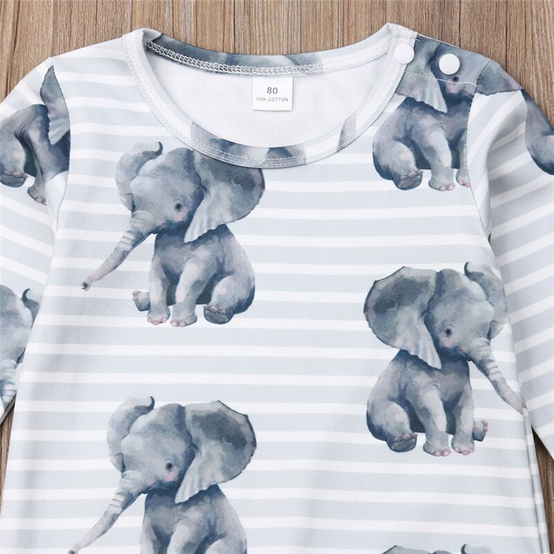 0-24M Pasgeboren Baby Baby Boy Meisje Kleding Leuke Olifant Print Katoen Romper Jumpsuit Playsuit Herfst Kleding