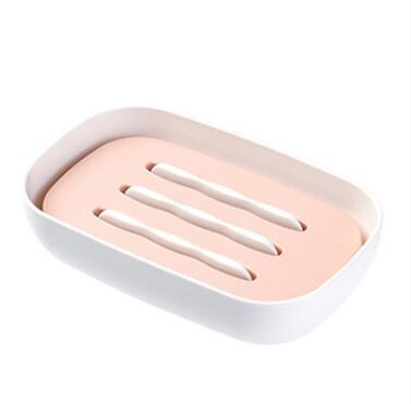 Dubbele laag zeephouder badkamer zeepkist koffer schotel container lade rek bord badkamer accessoires: Roze