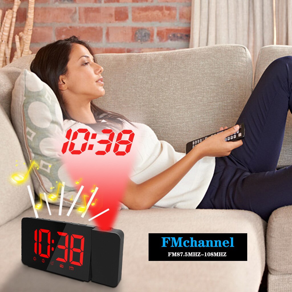 USB Projection Clock LED Digital Alarm Clock Rotatable Dual Alarm FM Radio Leisure practical durable personality