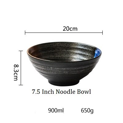 Japansk stil keramisk 7.5 tommer skål ramen nudelsuppe retro bordservice middagsskål keramisk bordservice keramisk blandeskål: 2