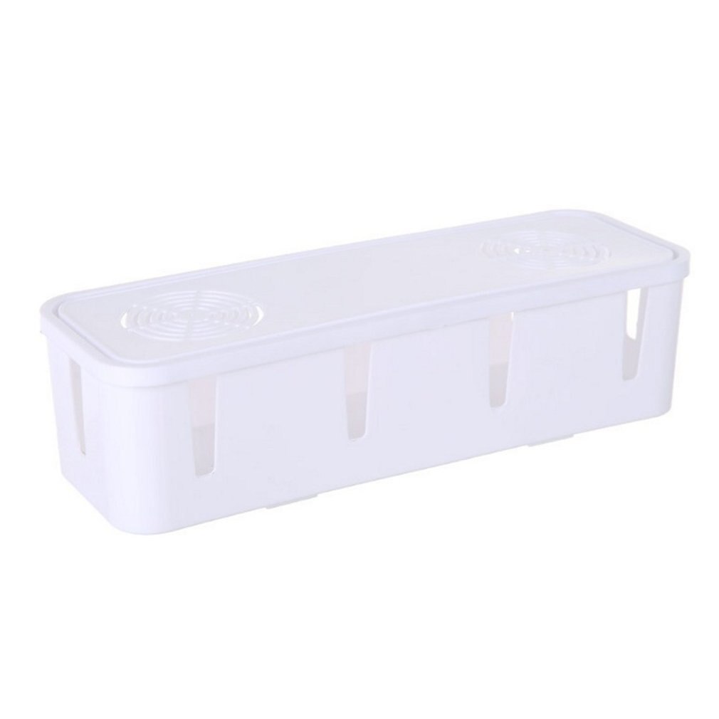 Practical White Cable Storage Box Power Strip Wire Case Anti Dust Charger Socket Organizer Socket patch panel storage Box: Default Title