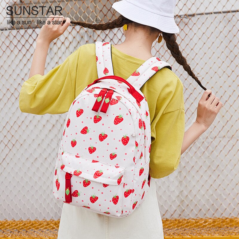 OKKID children school bags for girls cute strawberry pattern backpack for school student waterproof nylon backpack kids book bag