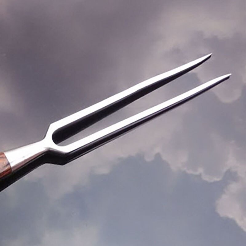 Wooden Handle Stainless Steel BBQ Fork Portable Outdoor Barbecue Tool Barbecue Meat Wood Fork Barbecue Fork Kitchen Tools
