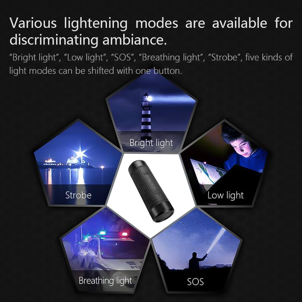 Kebidu 5w kabelloser outdoor-bluetooth-lautsprecher, jakcom  os2 smarte taschenlampe, wasserdichter fahrradlautsprecher mit powerbank-unterstützung, tf-fm