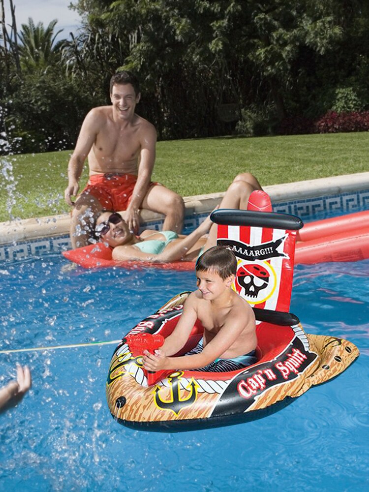 Inflatable Pirate Boat Durable Cooling Swimming Pool Float Sprinking Toy for Children