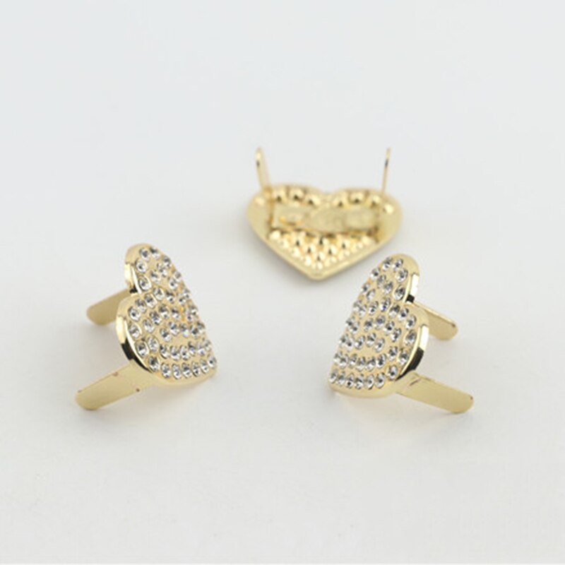 2 stücke Metall Herz bilden Strass Schnalle Schuhe Clip Verschluss für Tasche Bekleidung Schuhe Hardware- DIY Leder Handwerk Zubehör