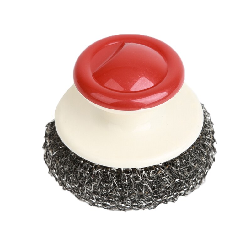 Stainless Steel Scourers with Plastic Handle, Steel Wool Scrubber Pad Kitchen Bathroom Cleaning Brush for Dishes, Pots, Pans