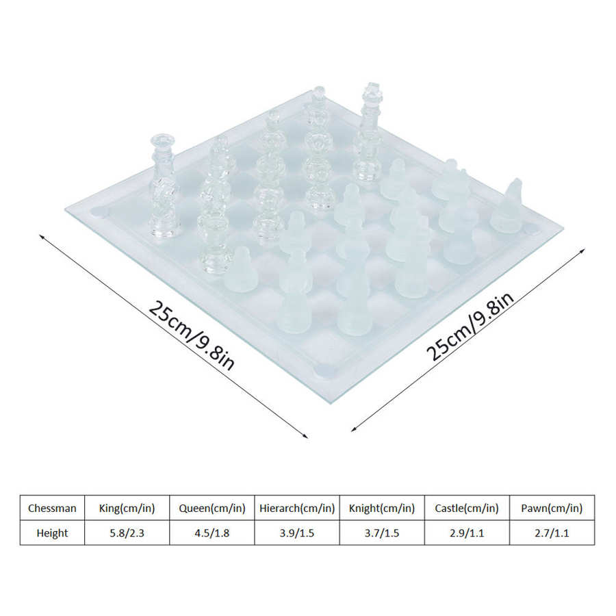 Foldbar krystal skak 25 x 25cm kedeligt polsk glas krystal international skak 1 skakbræt  +32 skak skak spil tilbehør
