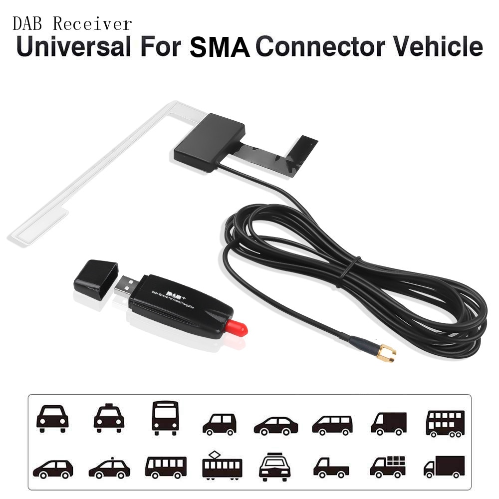 Vehicle DAB antenna extender 3M cable DAB receiver SMA Plug and play universal signal extention Android navigation USB port