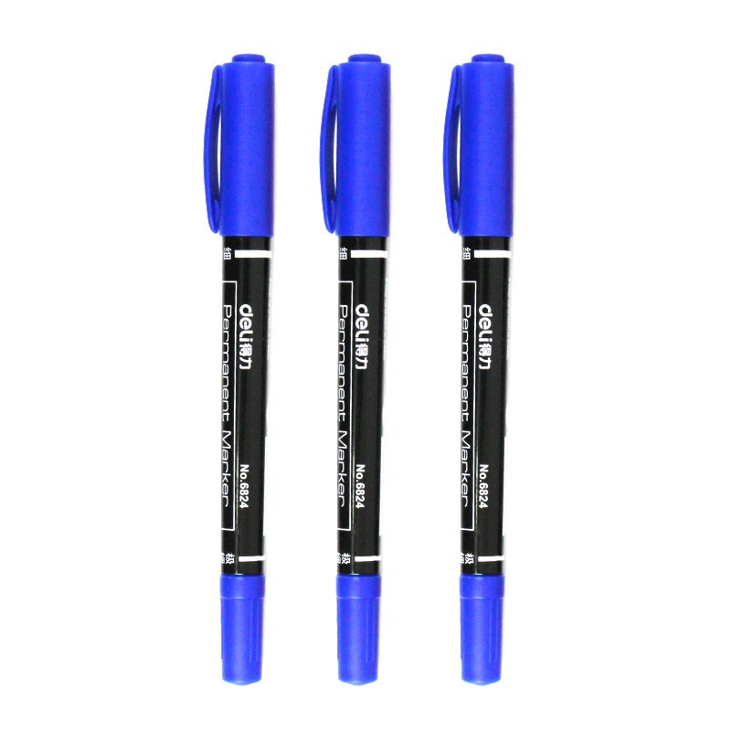 0.5/1mm Dual Double Tip Waterproof Pens Fast Dry Permanent Marker Environmental Ink two side smooth writing Stationery: Blue
