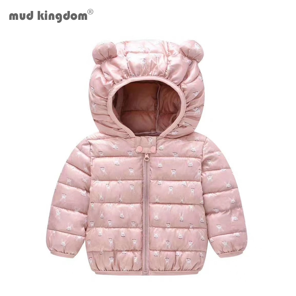 Mudkingdom kinderjas winter donsjas voor jongens en meisjes kinderen cartoon konijnenoren hoodie jassen lichtgewicht bovenkleding