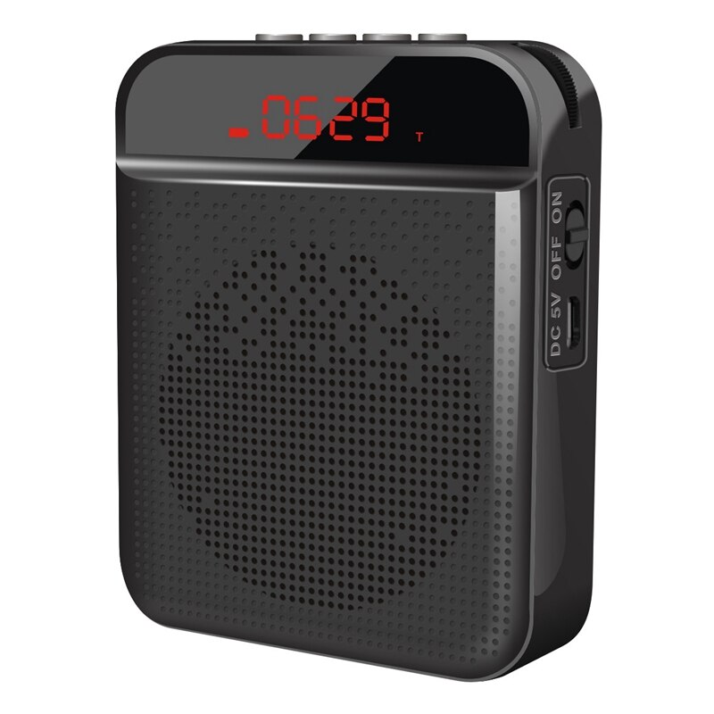 Mini altavoz amplificador de voz inalámbrico micrófono para profesores altavoz soporte TF tarjeta FM Radio: Black