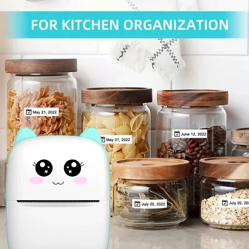 Portable thermal printer mini cat print photo pocket thermal label printer 58mm printing wireless Bluetooth Android iOS printers