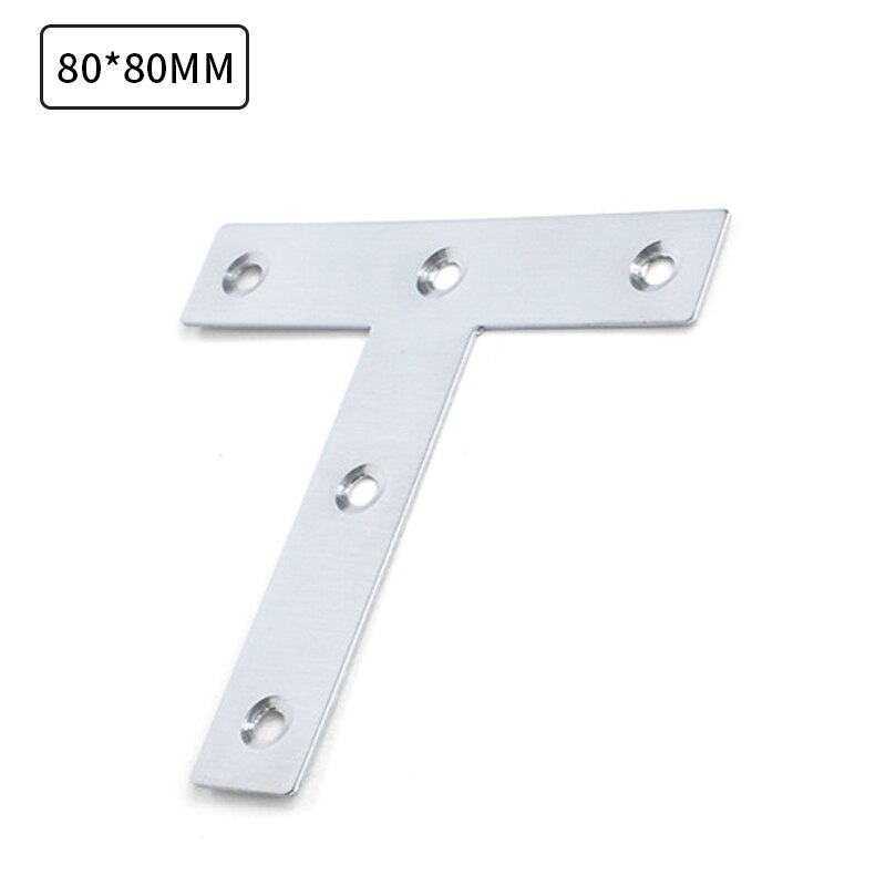 Accolade d'angle en acier inoxydable T Type meubles accolades d'angle de connexion plaque de support d'étagère 10 pièces: 80mm