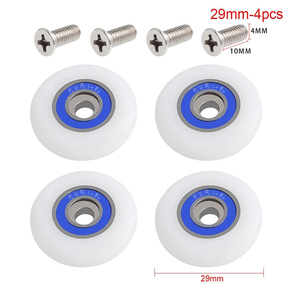1Pcs/4Pcs 19/23/25/27/29mm Shower Door Roller Fastener Hardware with Screw Runner Wheels Silent Nylon Sliding Door Pulley: Red