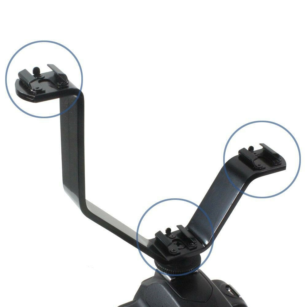 V Shape Triple Mount Shoe Flash Bracket For Speedlite DSLR Camera Microphone LED Video Light