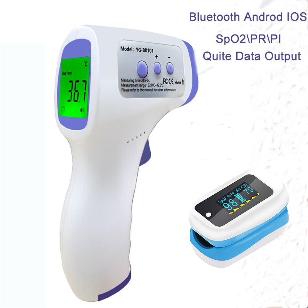 Bluetooth pulsoksymeter oled ganske datautgang fingeroksymetre spo 2 pi pr rr blodoksygenmåler android ios med termometer