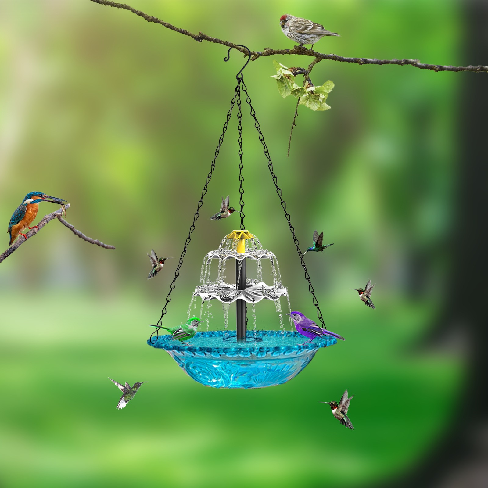 CONFRESSION-Bassin solaire multifonctionnel pour bain d'oiseaux, mangeoire et boisson, 62 eau