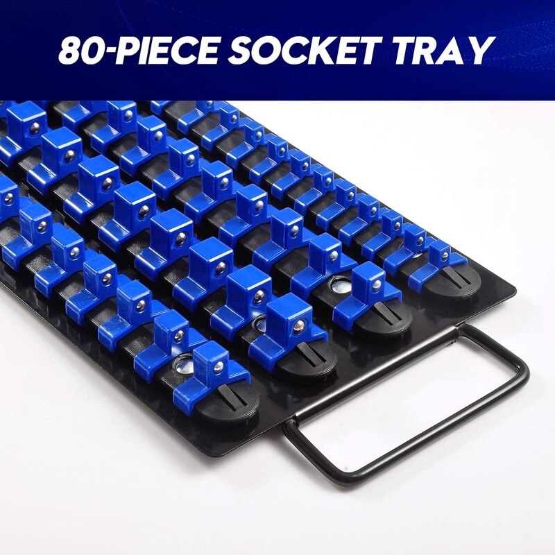 Socket Organizer 80-Piece , 1/4-Inch, 3/8-Inch, 1/2-Inch, Socket Rail Premium Socket Holders