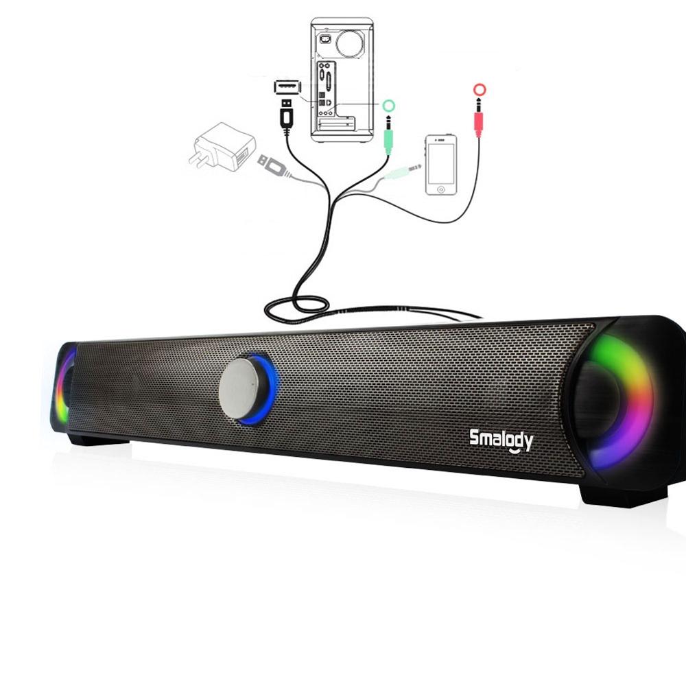Wired PC Speakers Muziek USB Stereo Draagbare Computer Speaker met Kleurrijke Led Light HiFi Multimedia Speaker Voor Laptop