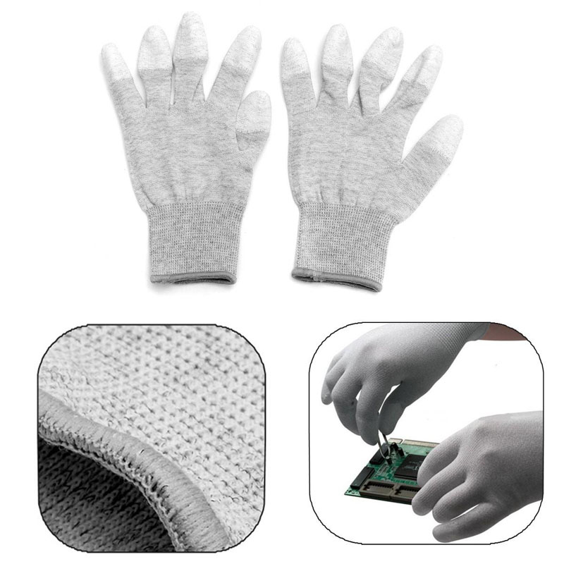 1Pairs Antistatische ESD Safe Handschoenen Anti-statische Anti-slip PU Vinger Top Coated voor Elektronische Reparatie Werkt