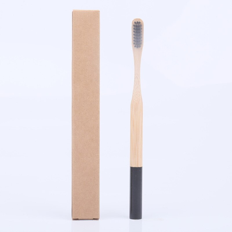 1 pcs Eco friendly bamboo bristle toothbrush Biodegradable Plastic Free Oral Care adult bamboo toothbrush handle brush: Black-05