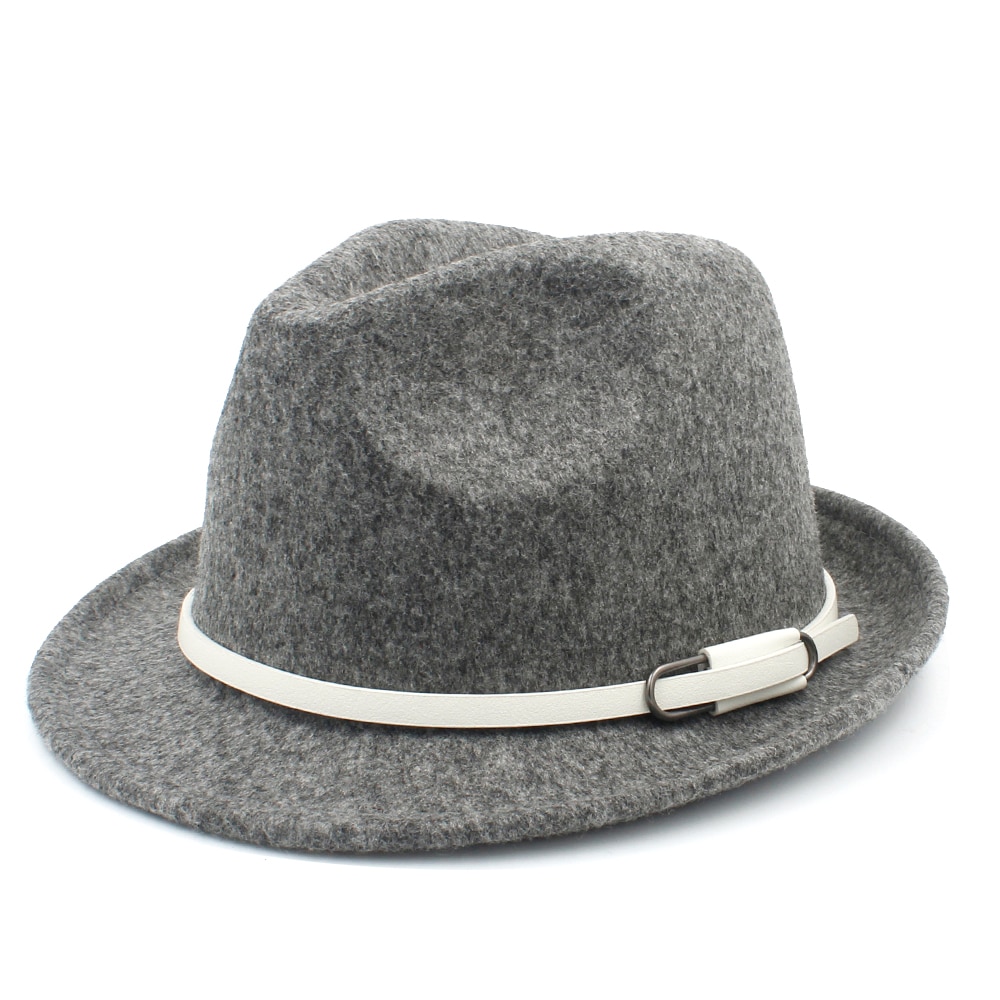 Women Men Wool Fedora Hat Winter Autumn Lady Trilby Homburg Church Derby Jazz Caps Size 56-58CM