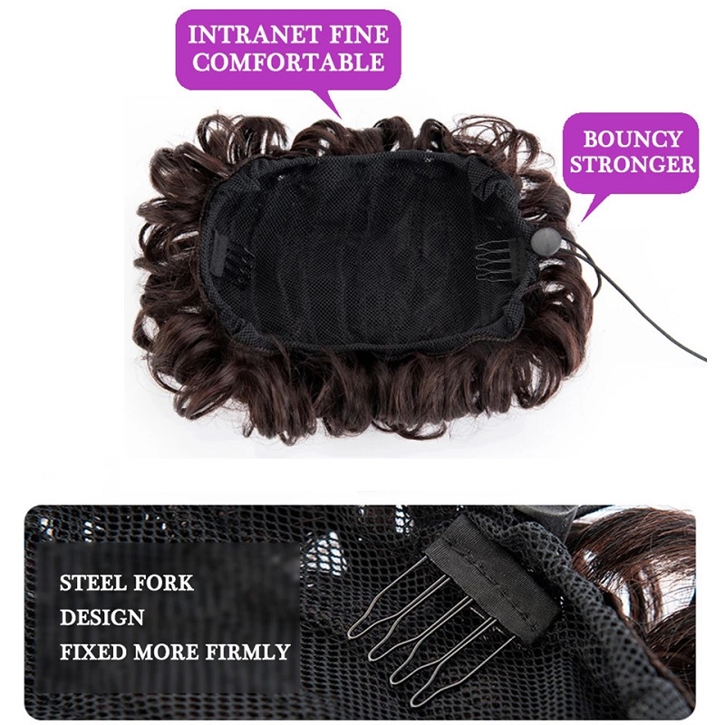Moño rizado sintético, banda de goma elástica, Scrunchie envolvente para el cabello, moño esponjoso desordenado, postizos, peinado Retro para novia