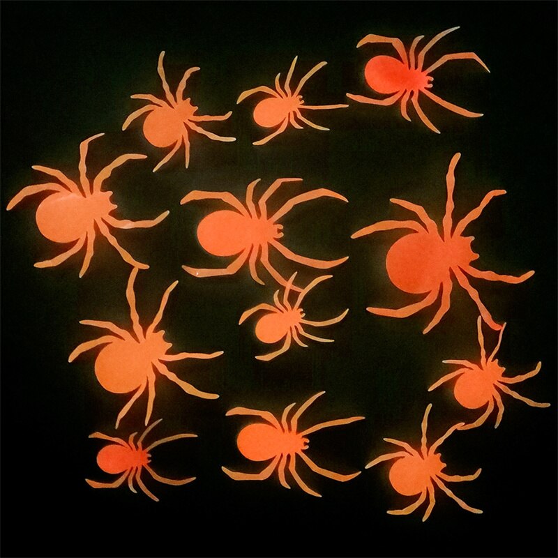 12/24/36Pcs 3D Luminous Spider Wall Sticker Halloween Festival Wedding Decoration DIY Handmade Home Fridge Window Decoration