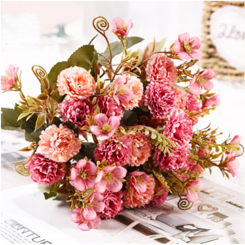 Kunstblumen Blumenköpfe Bunt Kunstblumen Köpfe Blumen Rosen