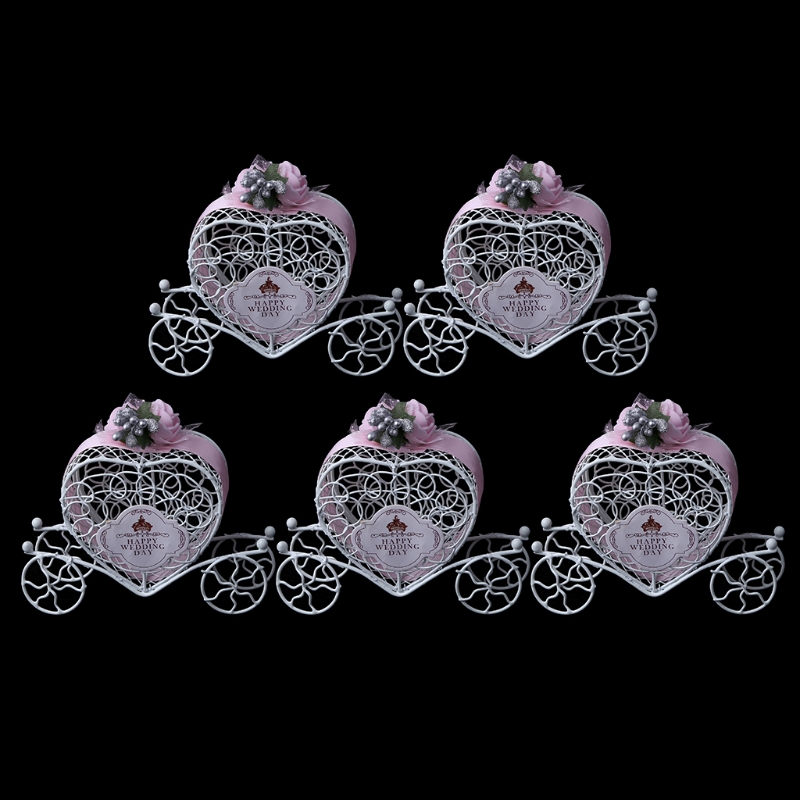 5Pcs Cinderella Carriage Candy Chocolate Boxes Birthday Wedding Party Favour: Pink