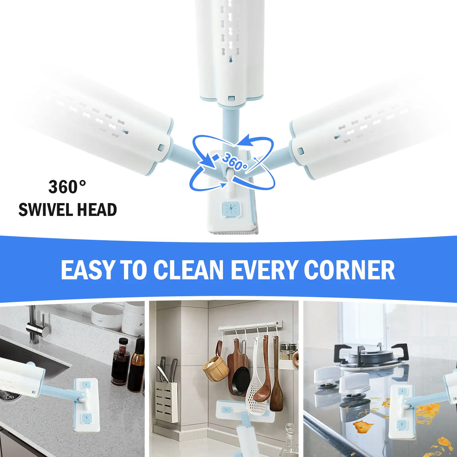 Mini Mop Zelfknijpende Mop Handsfree Reiniging Opvouwbare Thuis Mops met 4 Vervangende Doek Pad Huishoudelijke Keuken Schoonmaken tool