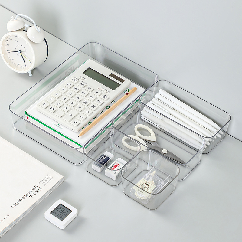 Cajones organizadores de cajones transparentes, caja de almacenamiento de plástico transparente, caja acrílica de escritorio, joyería, maquillaje, organizador de cosméticos, cajón