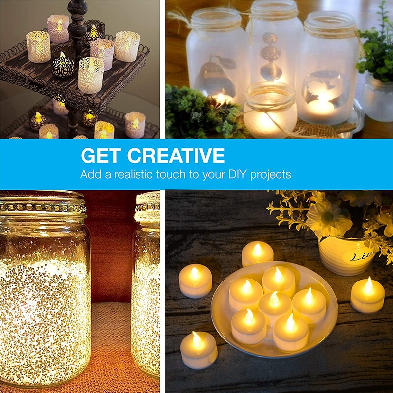 12/24Pcs LED Candles Lights with Remote Control Flameless Tea Candles Led Tea Lights for Years Christmas Party Wedding Decor