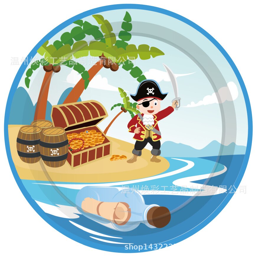 Pirate Theme Party Disposable Tableware Birthday Party Decorations Kids Party Supplies Napkins Paper Plates Birthday Decoration: 7inch 8pcs