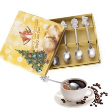 4 stks/set Kerst Rvs Servies Koffie Ijs Desserts Lepel Sneeuwpop Kerstboom Kinderen Drinken Thee Scoops