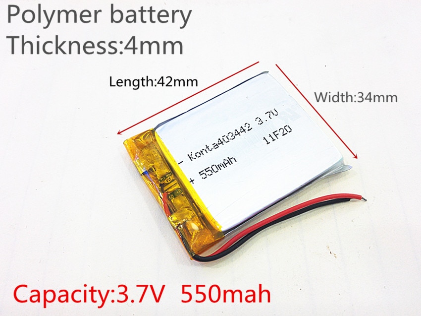 3,7 V 550 mAh 403442 Lithium-Polymer Li-Po li ionen Akku zellen Für Mp3 MP4 MP5 GPS PSP Handy, Mobiltelefon bluetooth