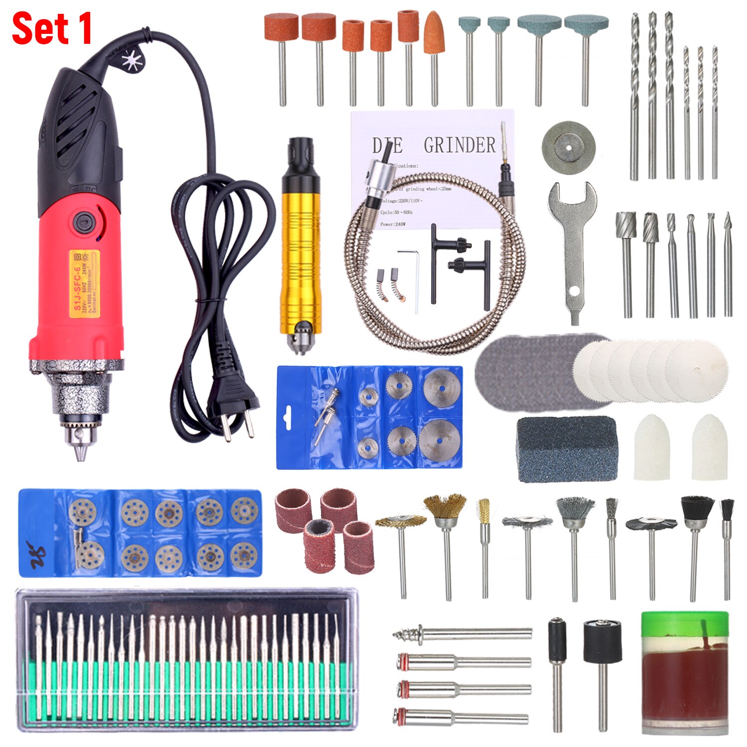 220V 240W Rotary Tool Kit Variable Speed Multifunction Electric Rotary Drill Sander Polishing Tool