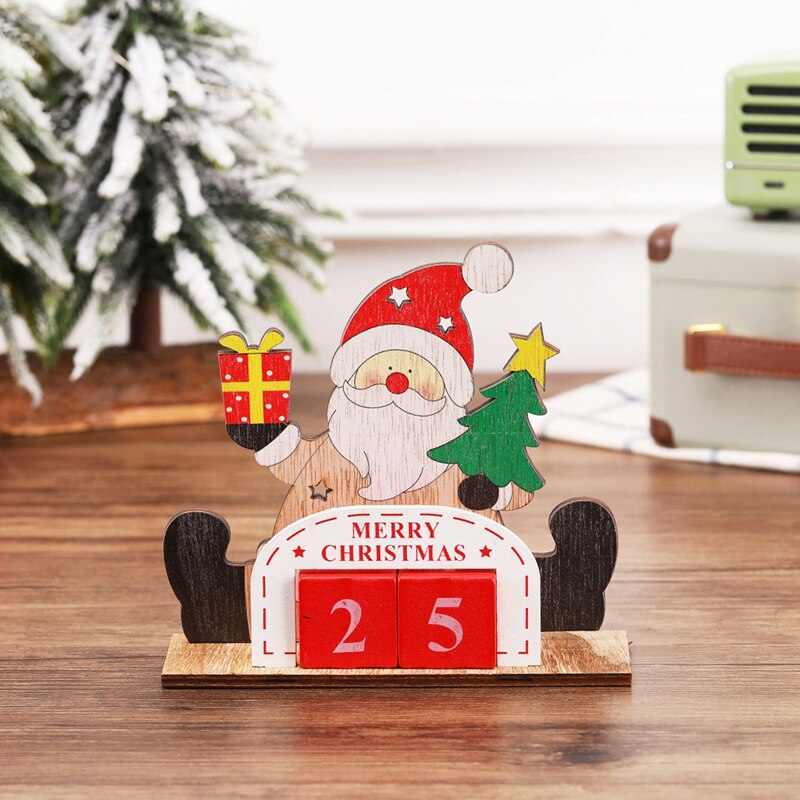 Ornamenten kalenders kerstversiering kerstman houten ornament rekwisieten decoratie licht ornamenten kalender hanger: A1