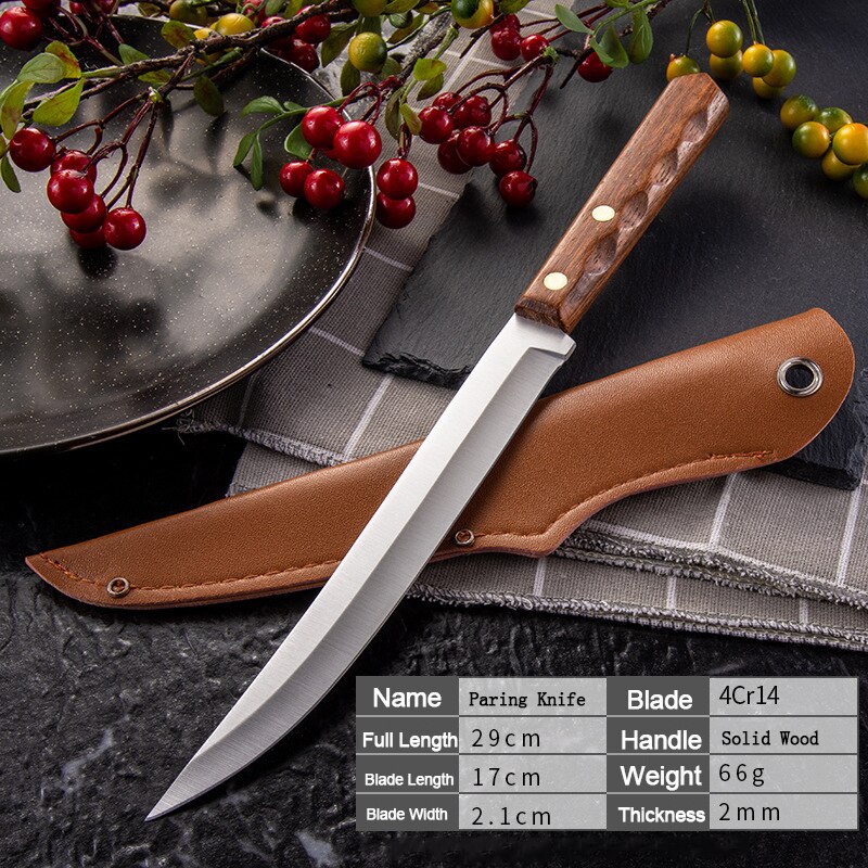 Kitchen Knife Stainless Steel Fish Fillet Fruit Paring Meat Cleaver Vegetables Slicing Chef Knife with Sheath